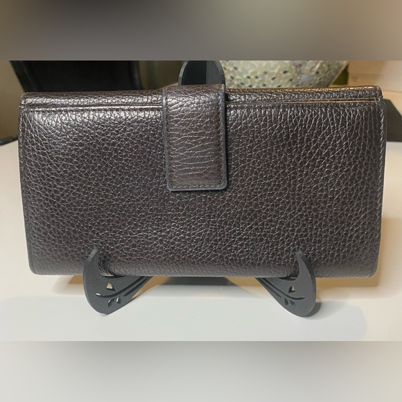 Gucci Rich Dark Brown Continental Pebbled Leather Wallet - Picture 2 of 9